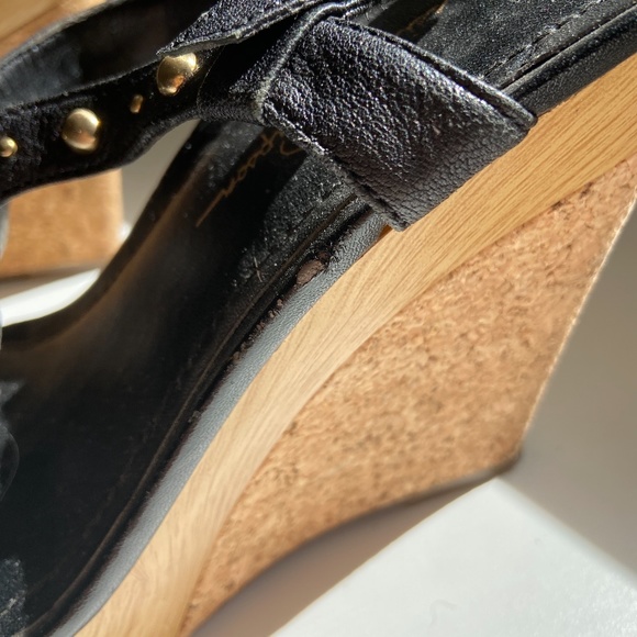 Black Jessica Simpson Wedges with Gold Studs - Picture 6 of 10